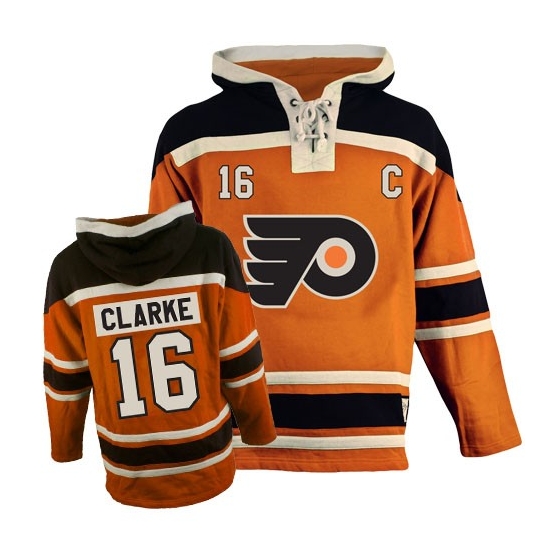 Bobby Clarke Philadelphia Flyers Old Time Hockey Sawyer Hooded Sweatshirt  Authentic Jersey - Orange